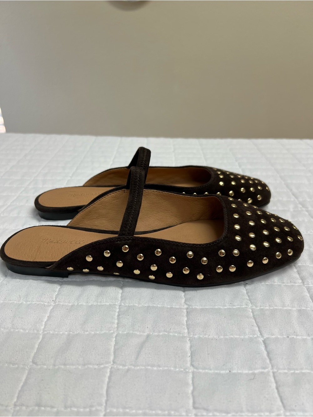 Madewell The Greta Ballet Flat Mule Studded in Dark Carob Brown Size 7 - Picture 5 of 11